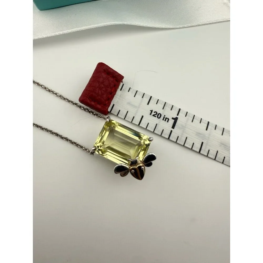 Tiffany & Co. Lemon Quartz Love Bug Sparkler Necklace Sterling Silver 18-20